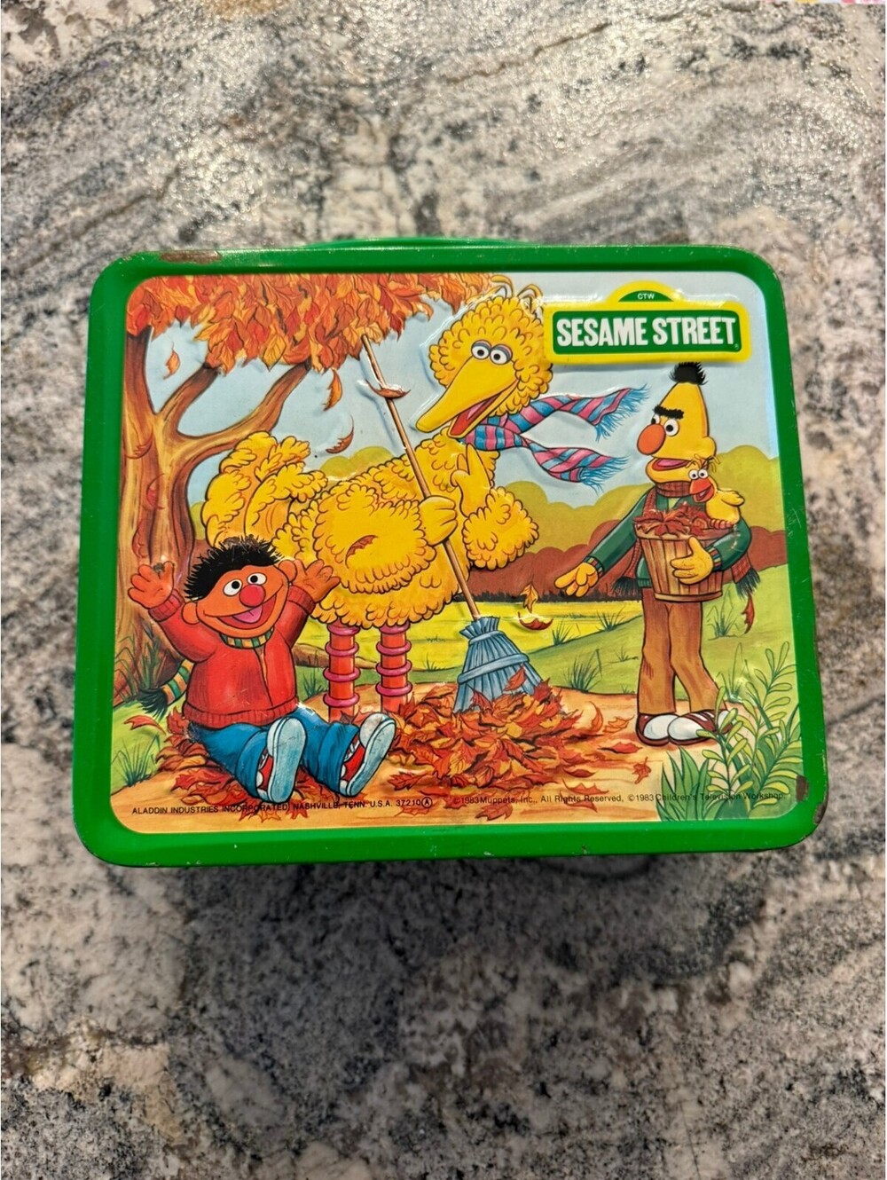 Vintage 1985 Sesame Street Metal Lunchbox with Thermos